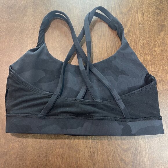 Lululemon Athletica Energy Bra Women's Size 4 Black, Gray Camo Camouflage Print - Picture 6 of 7